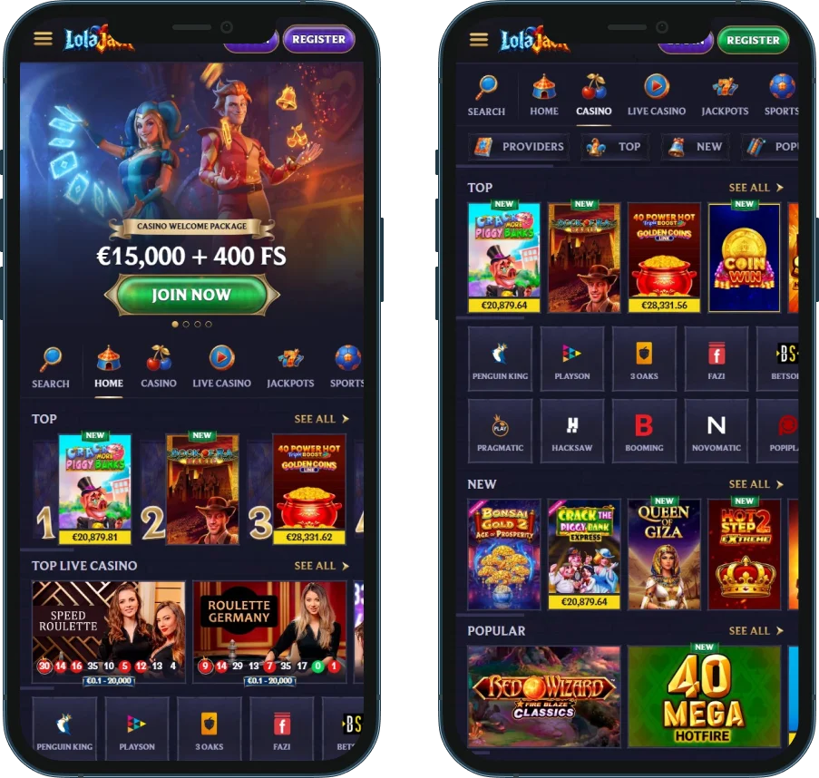 Mobile Gaming at LolaJack